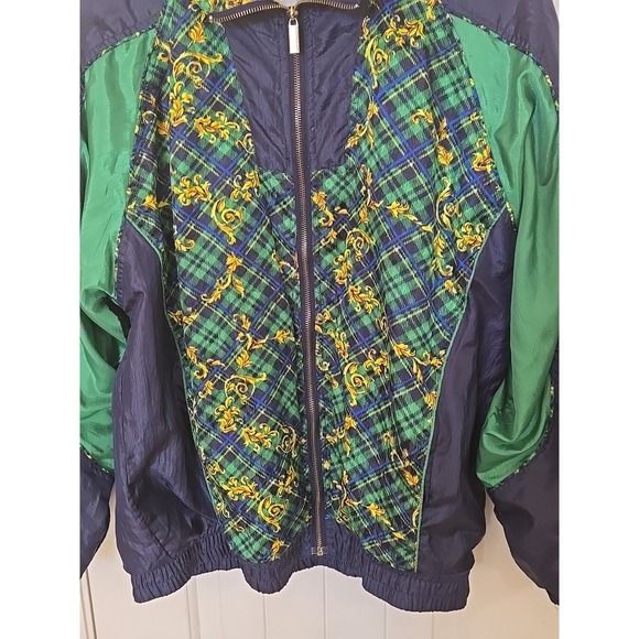 Vtg Basic Editions Windbreaker Jacket Womens M Medallion Print Gold Blue Green - Picture 4 of 14